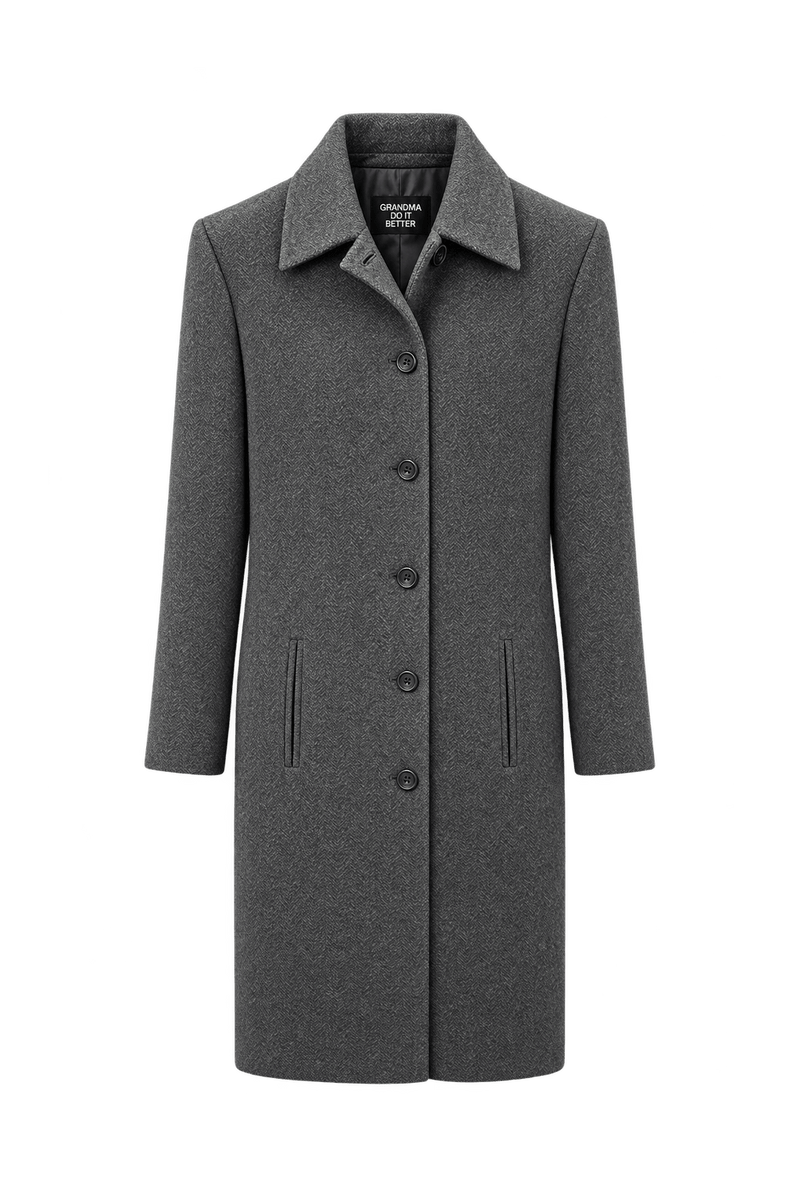 1990s Charcoal Gray Wool Coat - Front View
