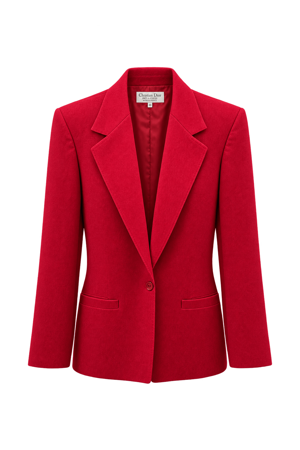 1980s Vivid Crimson Red Velvet Blazer - Front View