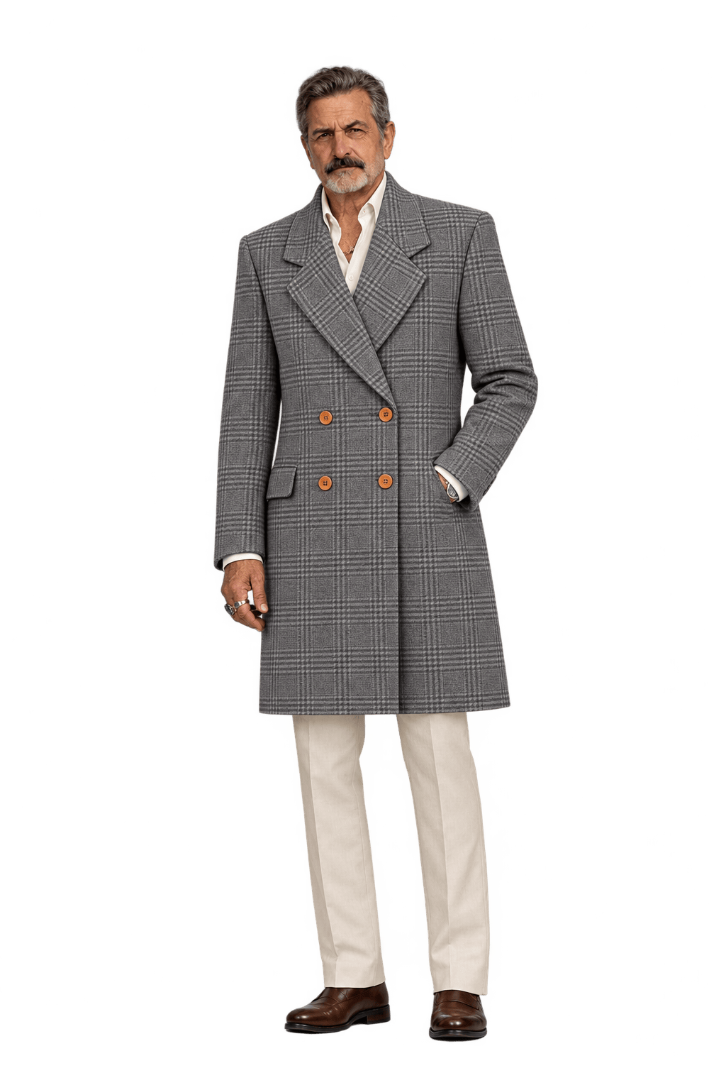 1980s Charcoal Grey Wool Coat - Model