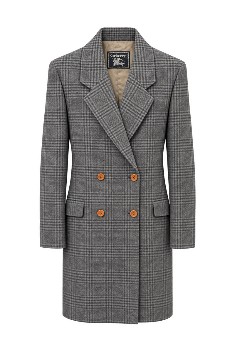 1980s Charcoal Grey Wool Coat - Front View