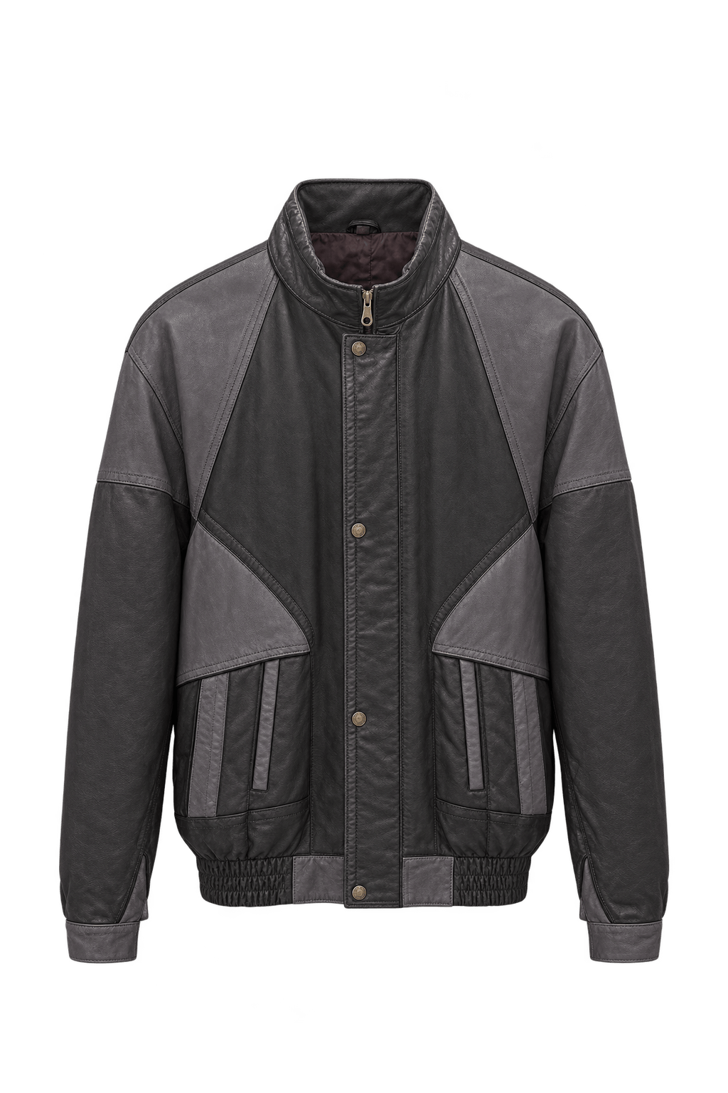 1980s Dark Chocolate Brown Leather Jacket - Front View