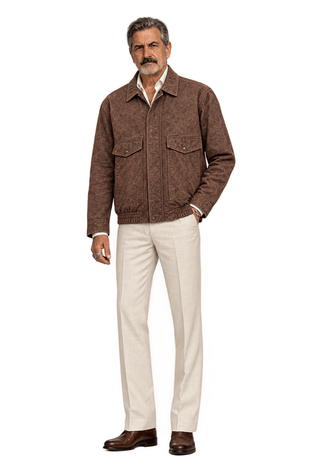 1980s Weathered Medium Brown Leather Jacket - Model