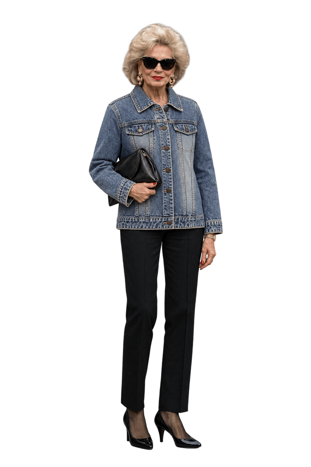 1990s Faded Medium Blue Cotton Denim Jacket - Model