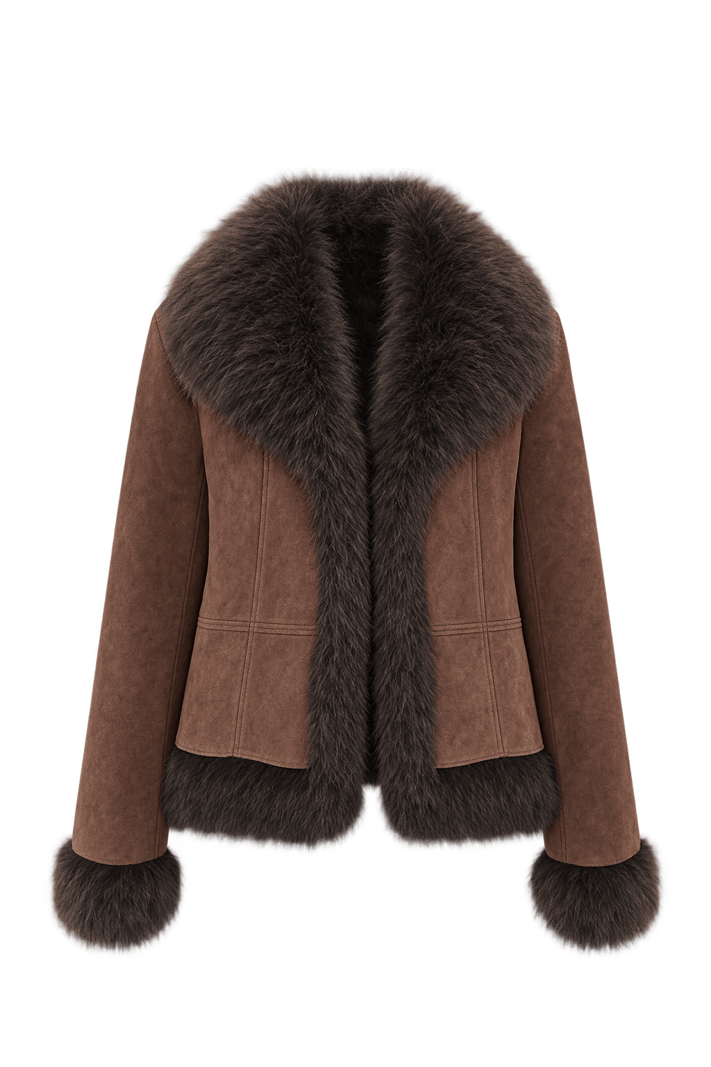 1990s Warm Medium Brown Suede Jacket - Front View