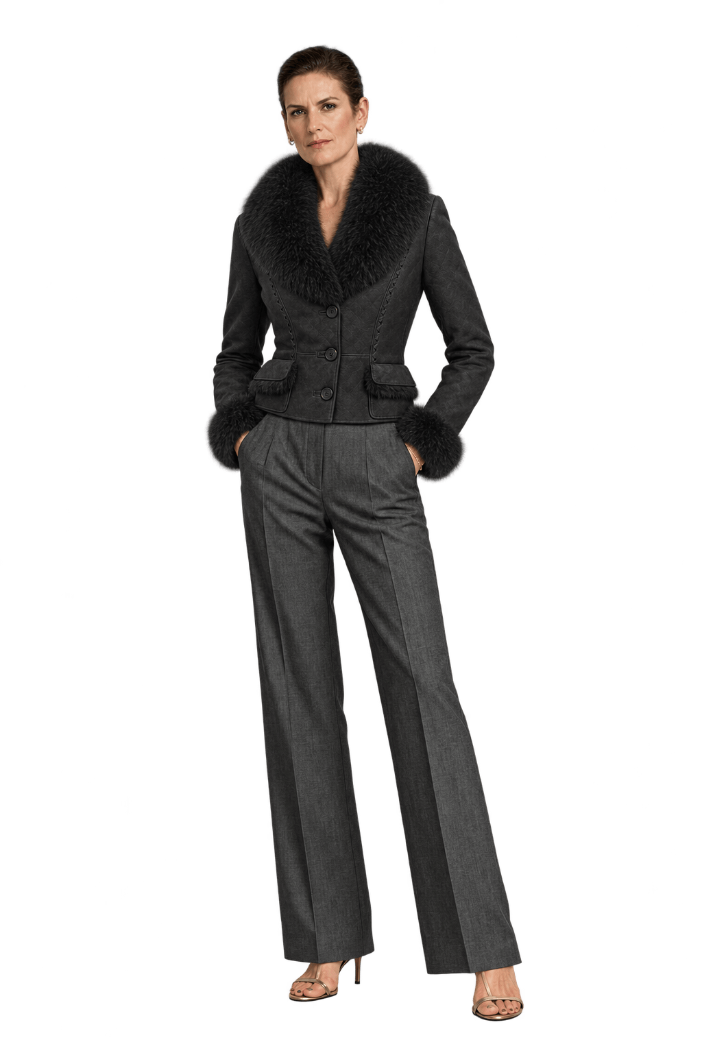 1990s Dark Chocolate Brown Leather Jacket - Model