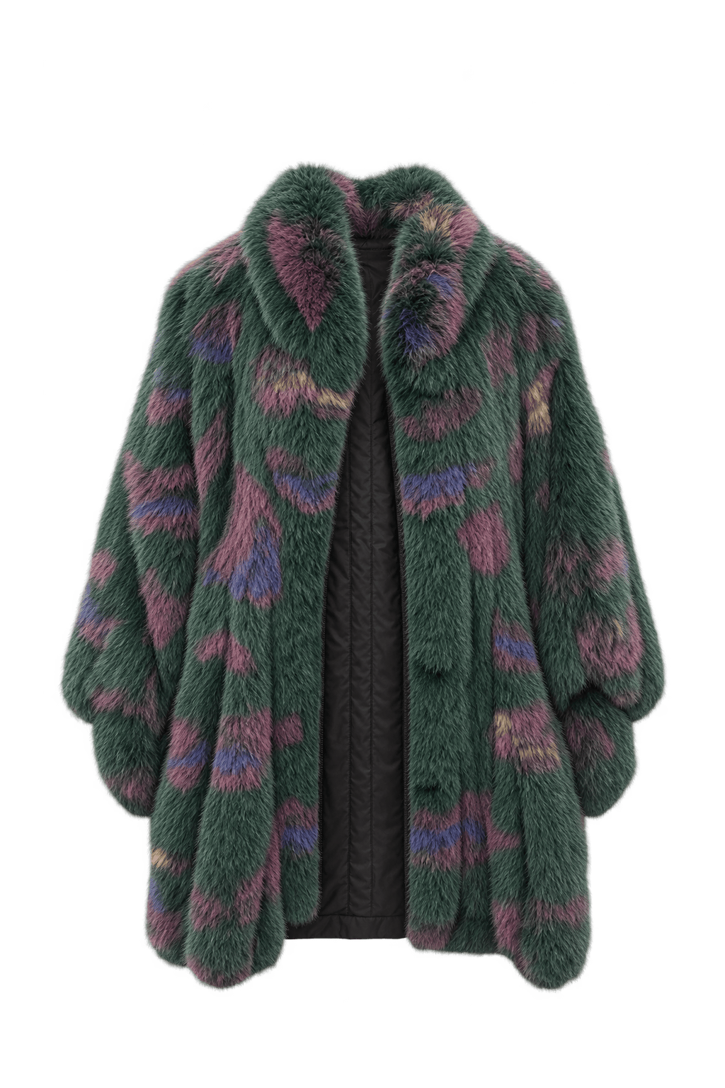 1980s Deep Forest Green Fur Coat - Front View