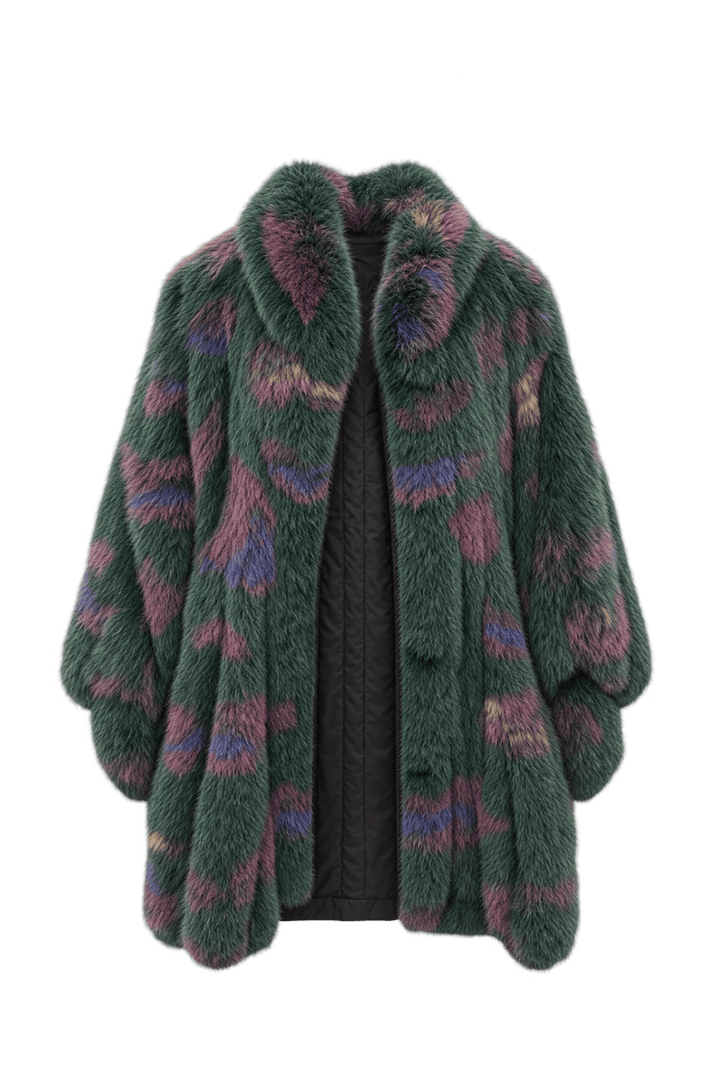 1980s Deep Forest Green Fur Coat - Front View