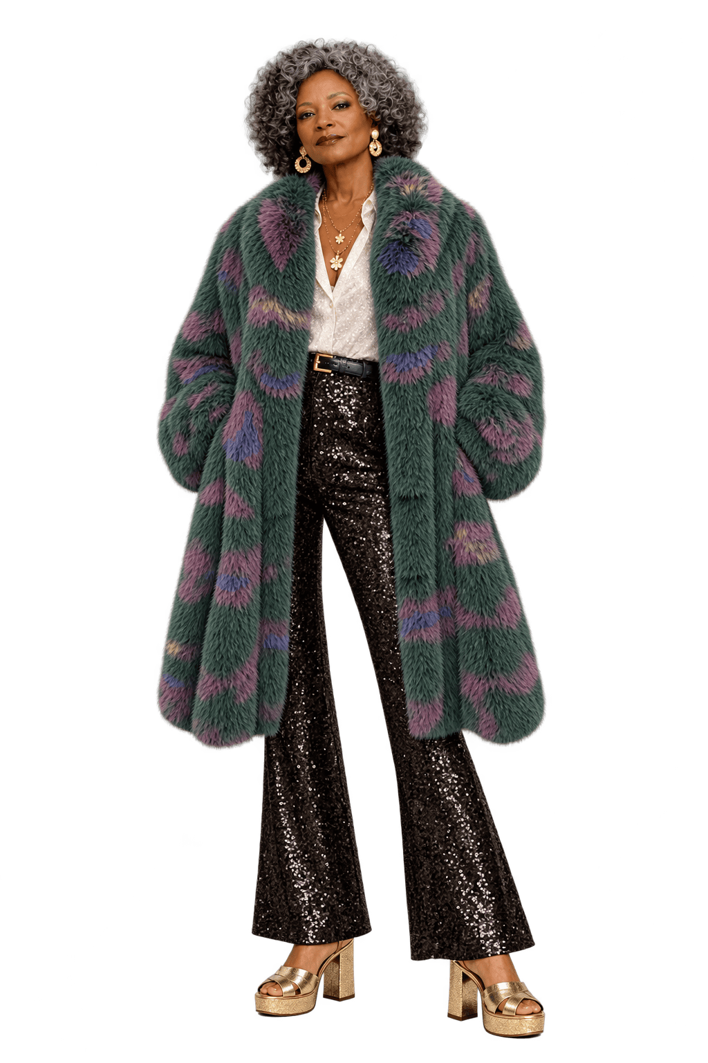1980s Deep Forest Green Fur Coat - Model