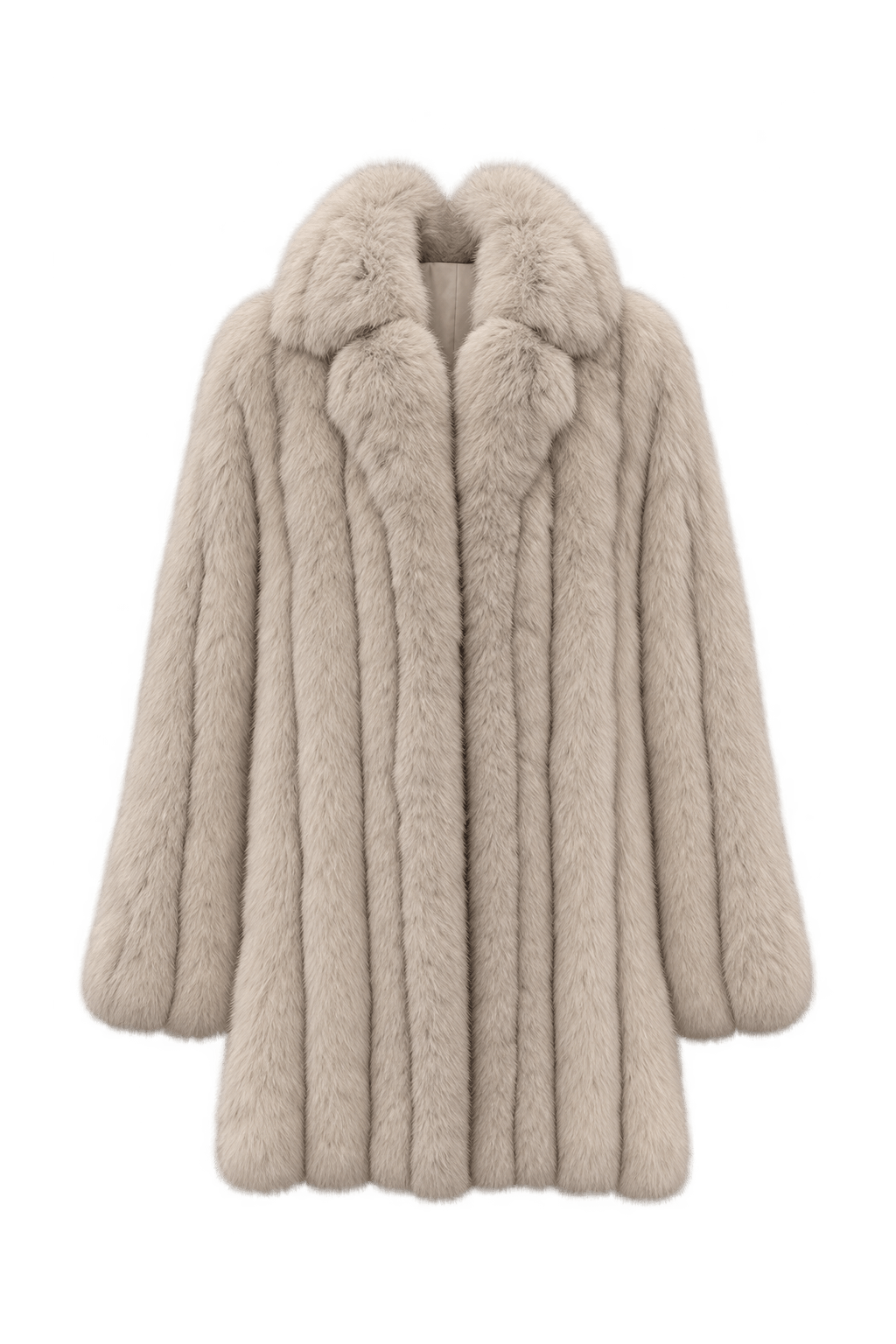 1980s Pale Ivory Fur Coat - Front View