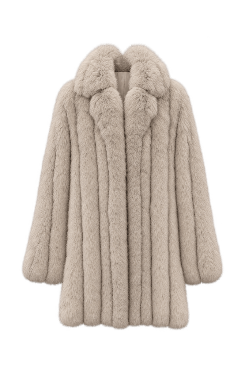 1980s Pale Ivory Fur Coat - Front View