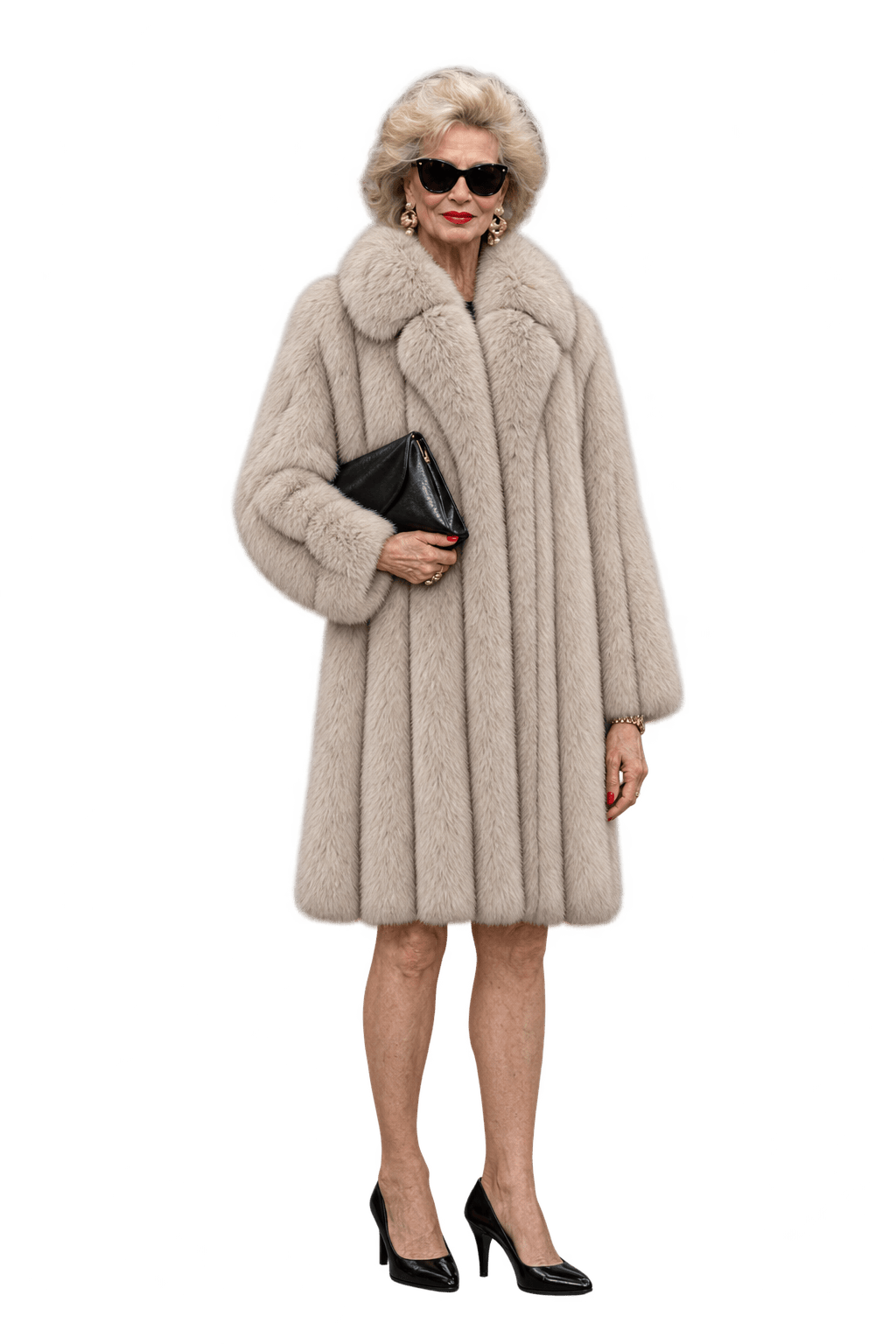 1980s Pale Ivory Fur Coat - Model