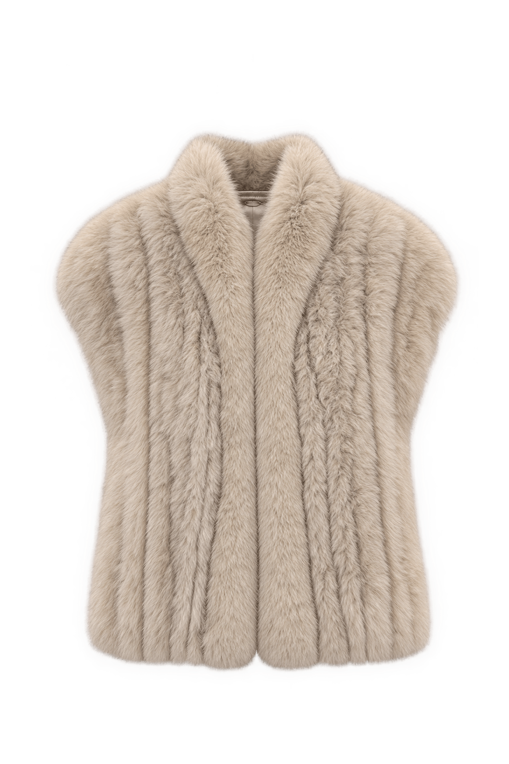 1980s Pale Champagne Beige Fur Vest - Front View