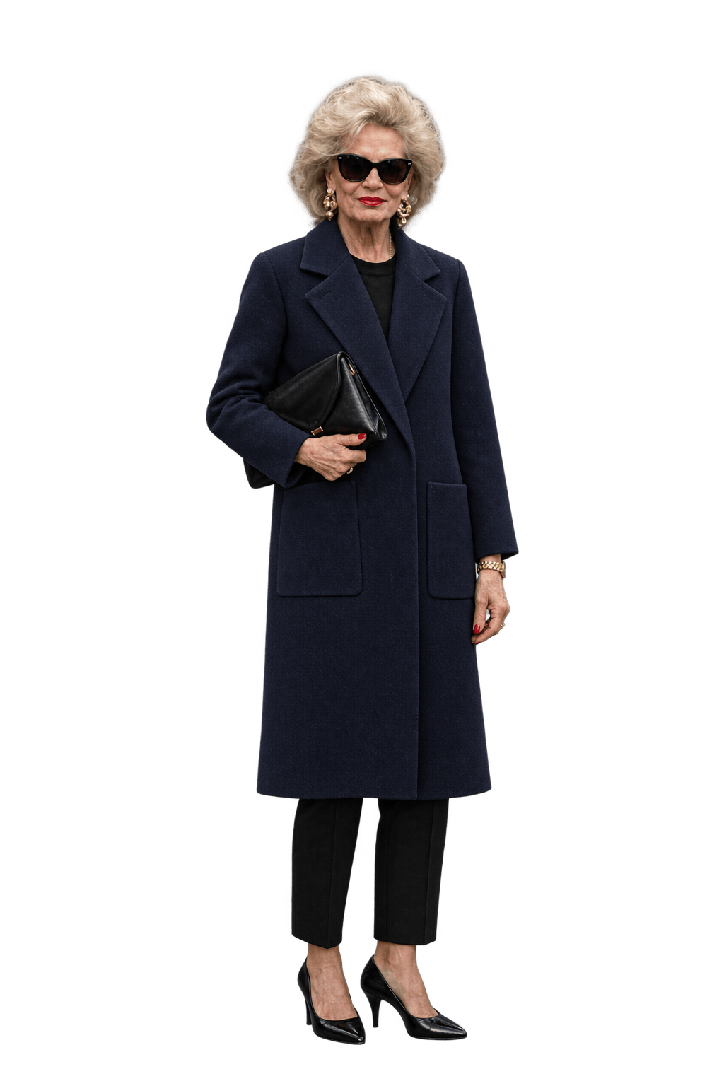1980s Deep Navy Wool Coat - Model
