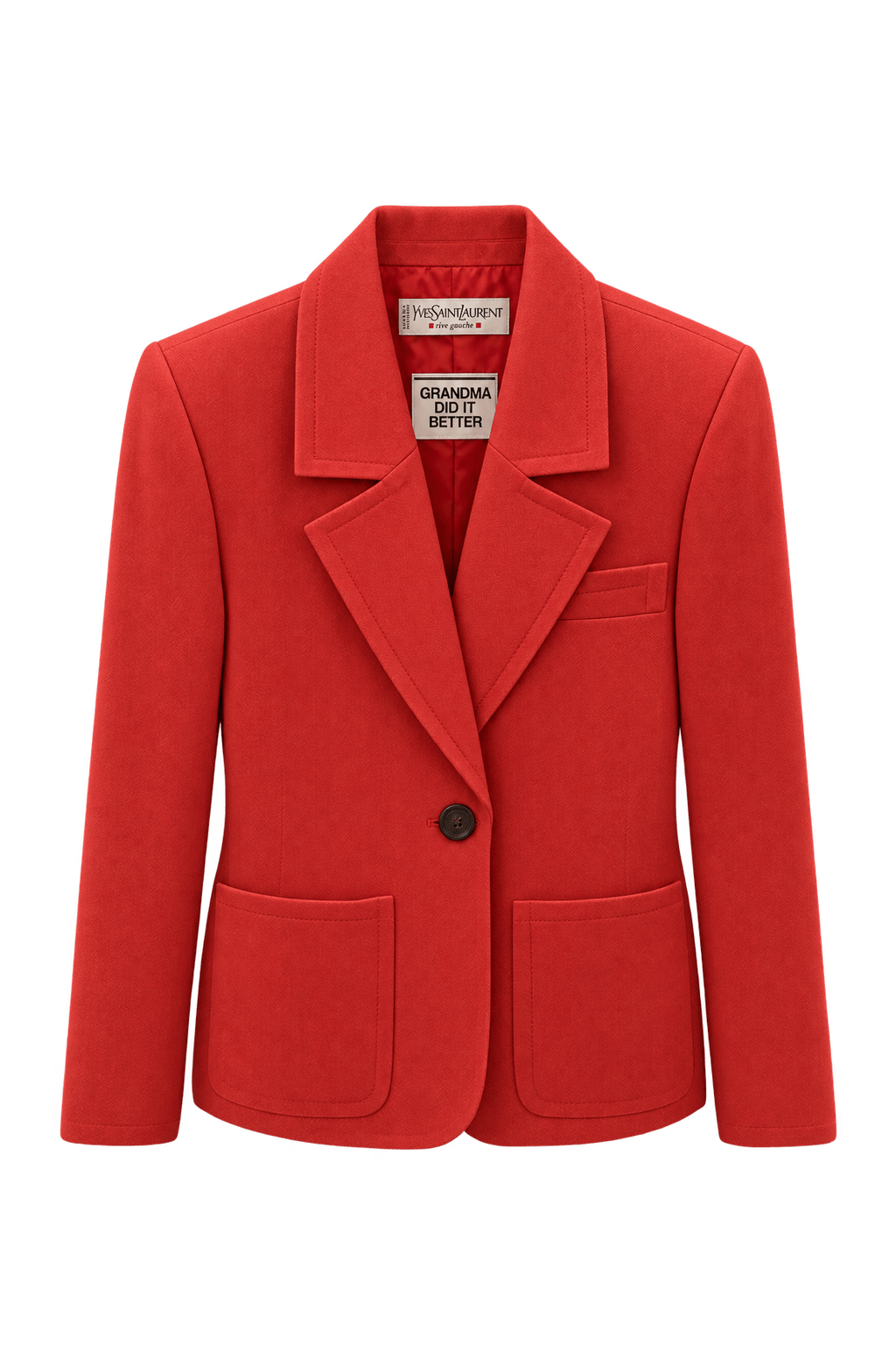 1980s Coral Red Woven Blazer - Front View