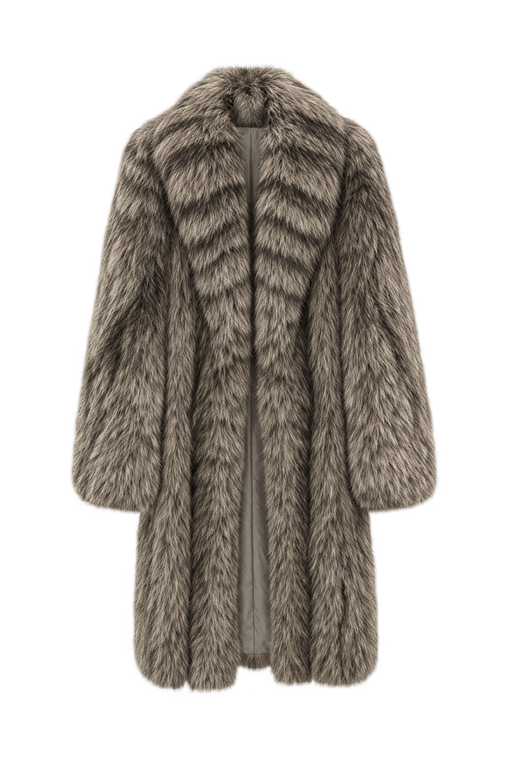 1980s Silver-Gray Brown Fur Coat - Front View