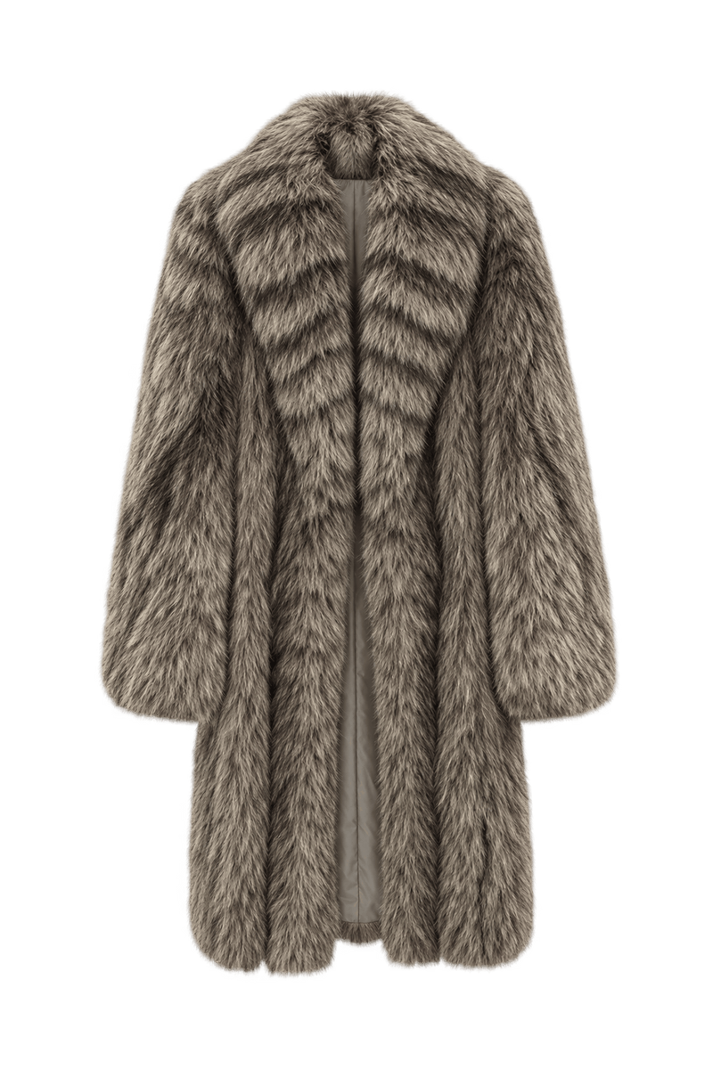 1980s Silver-Gray Brown Fur Coat - Front View