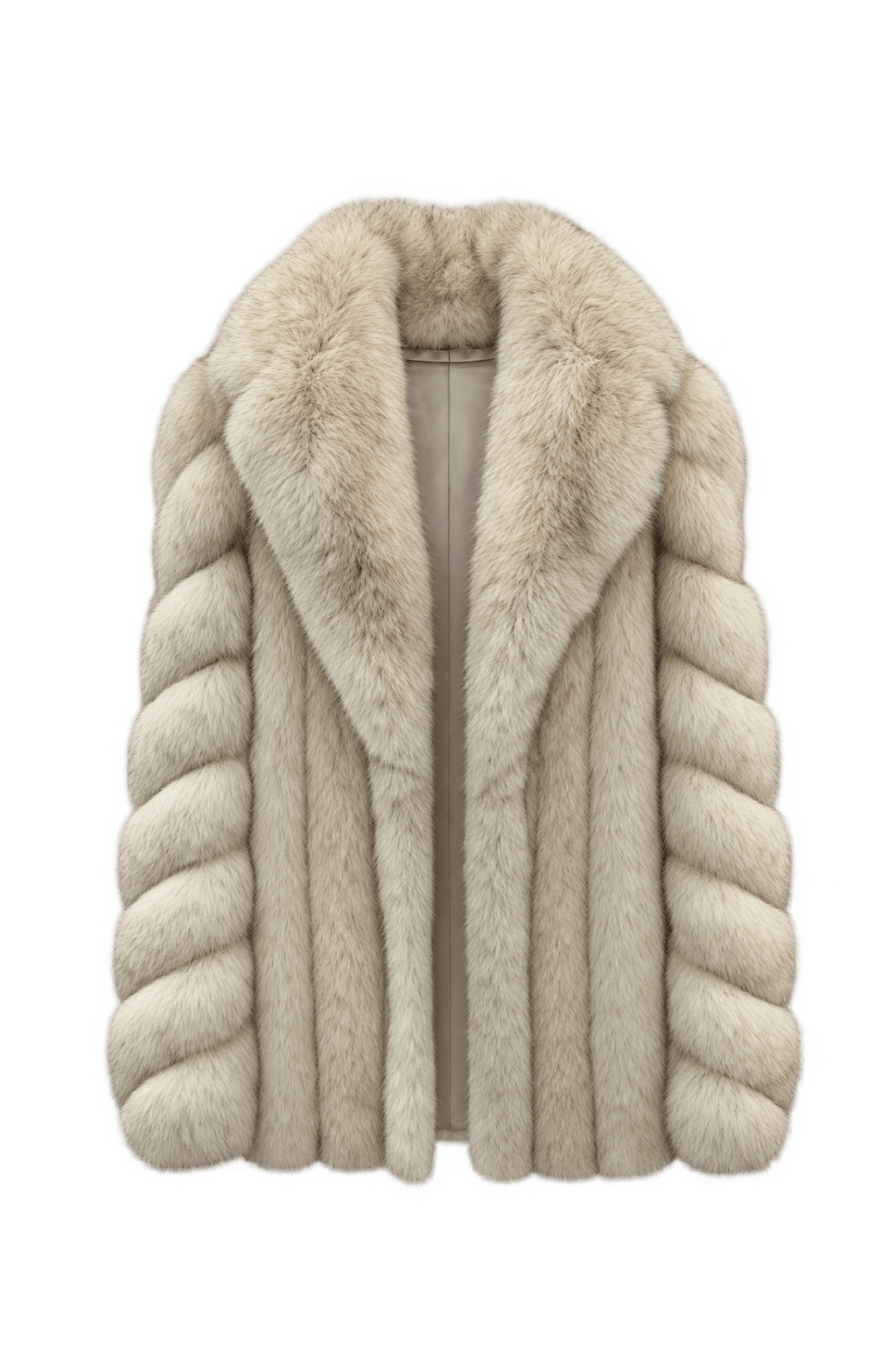 1980s Pale Cream Fur Coat - Front View