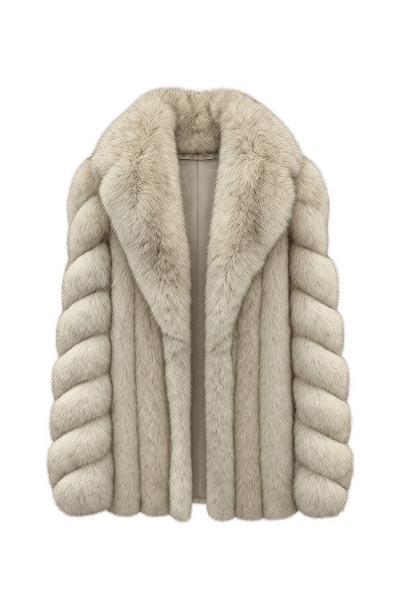 1980s Pale Cream Fur Coat - Front View