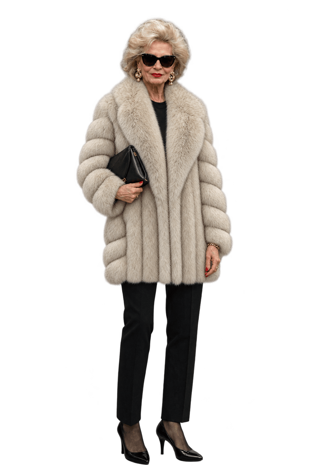 1980s Pale Cream Fur Coat - Model