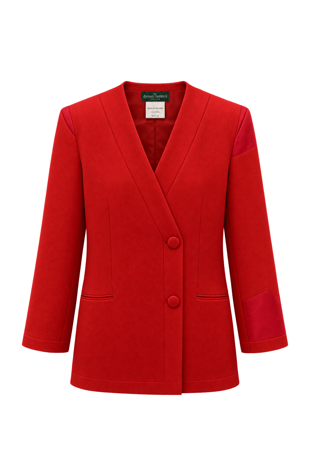1980s Bright Red Fabric Blazer - Front View
