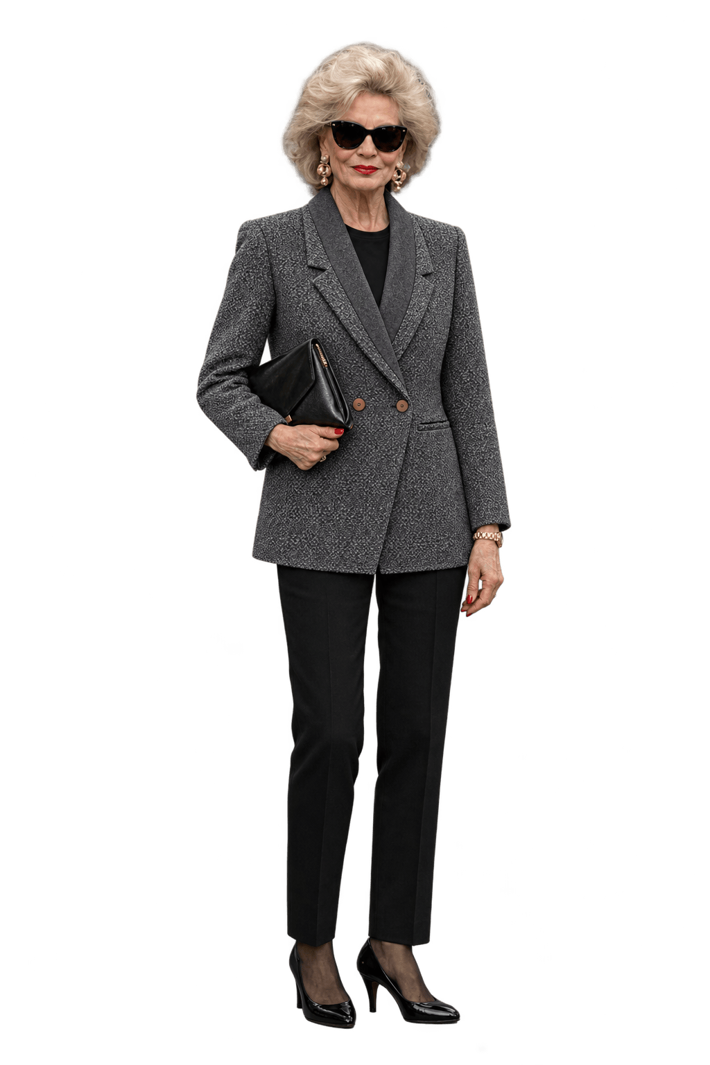 1980s Charcoal Grey Wool Blend Blazer - Model