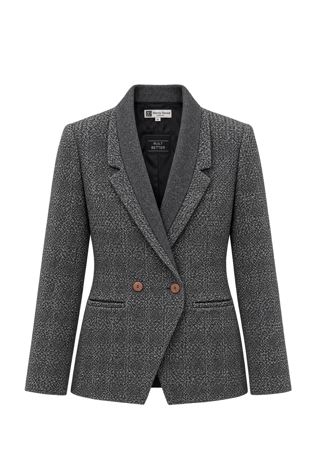 1980s Charcoal Grey Wool Blend Blazer - Front View