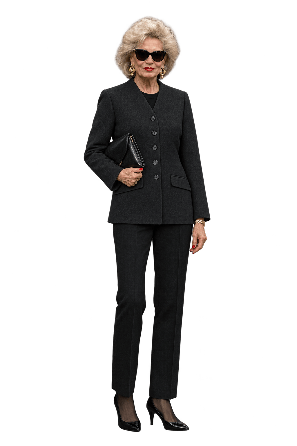 1980s Black Wool Blend Jacket - Model