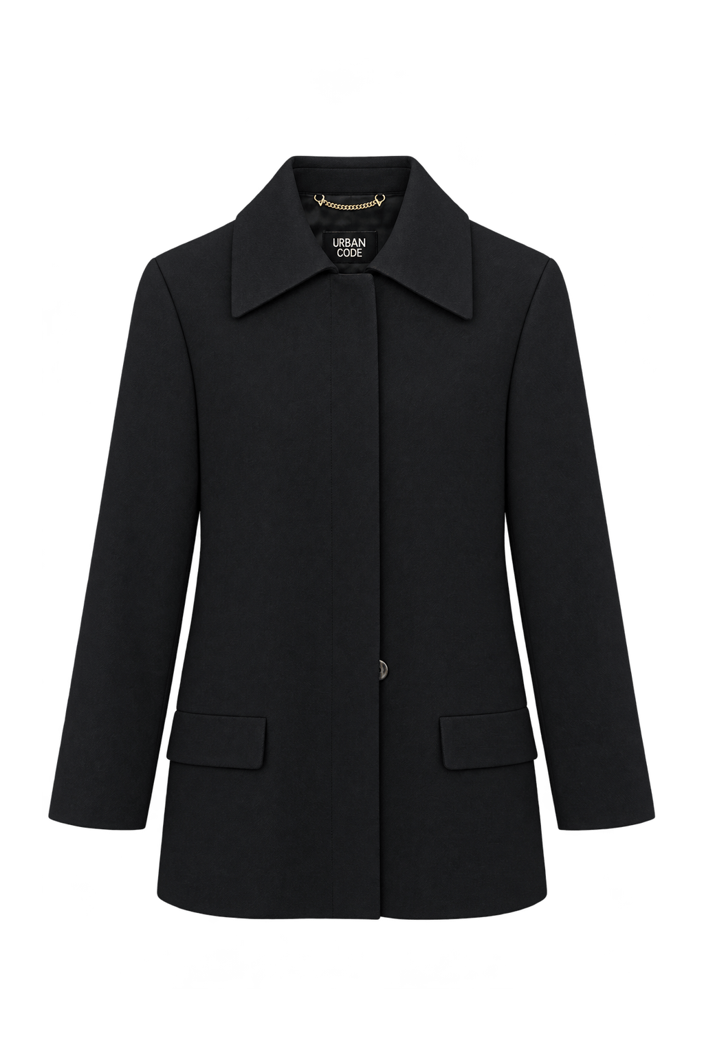 1990s Black Unknown Fabric Blazer - Front View