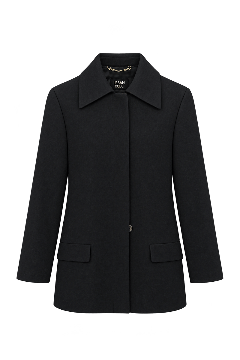 1990s Black Unknown Fabric Blazer - Front View