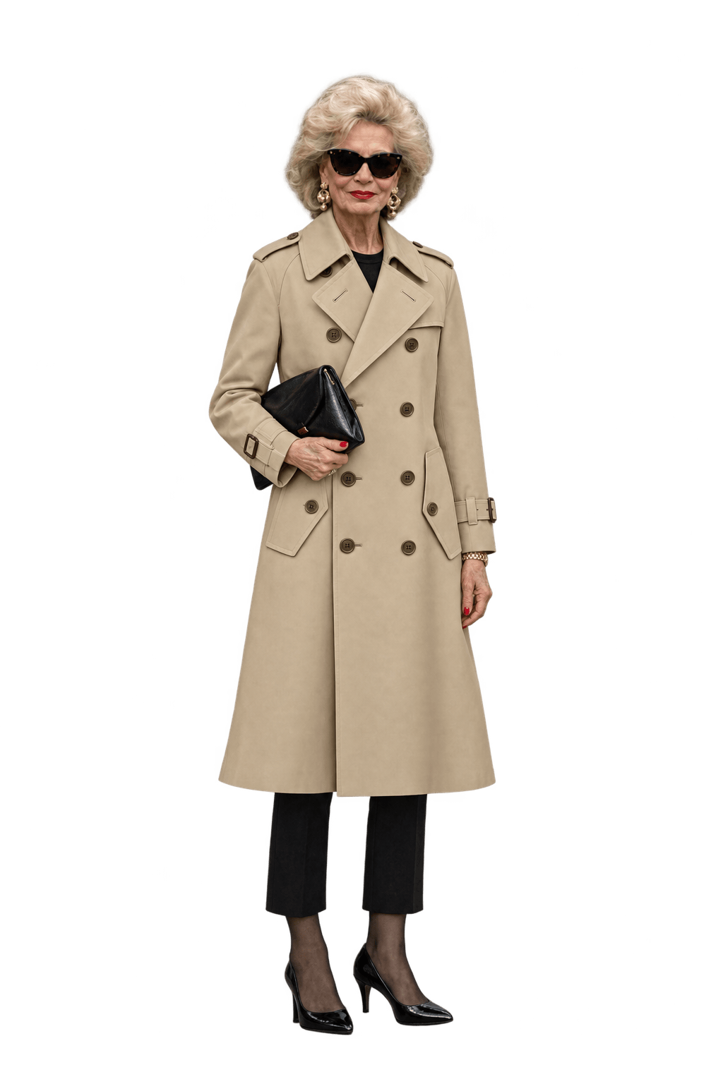 1980s Light Beige Cotton Gabardine Trench Coat - Model