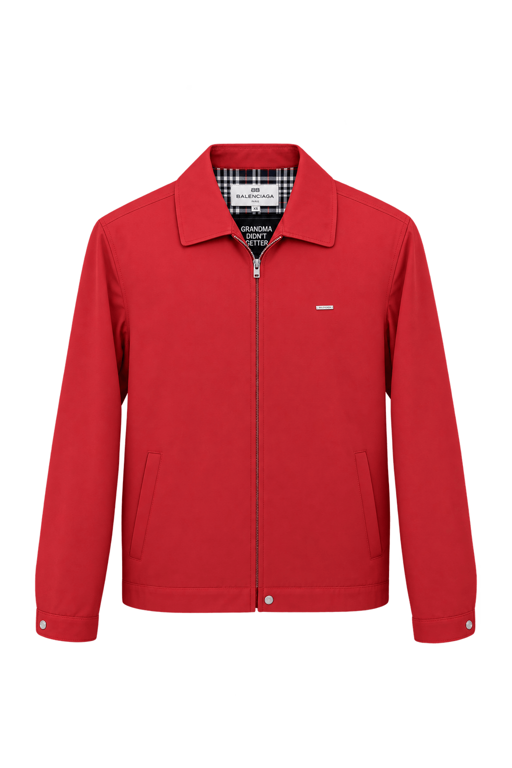 [1980s] Bright Red Synthetic Jacket - Front View