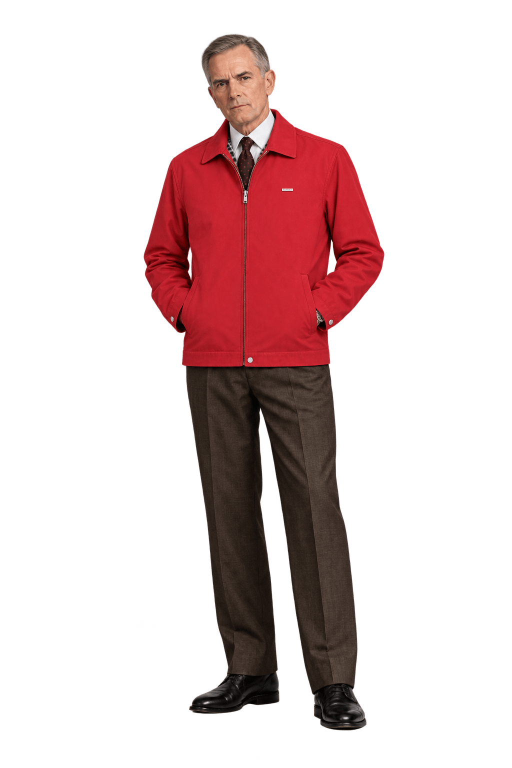 [1980s] Bright Red Synthetic Jacket - Model