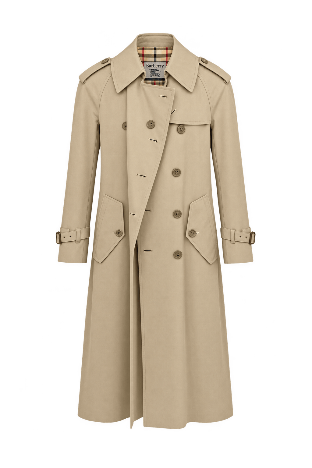1980s Beige Cotton Blend Trench Coat - Front View