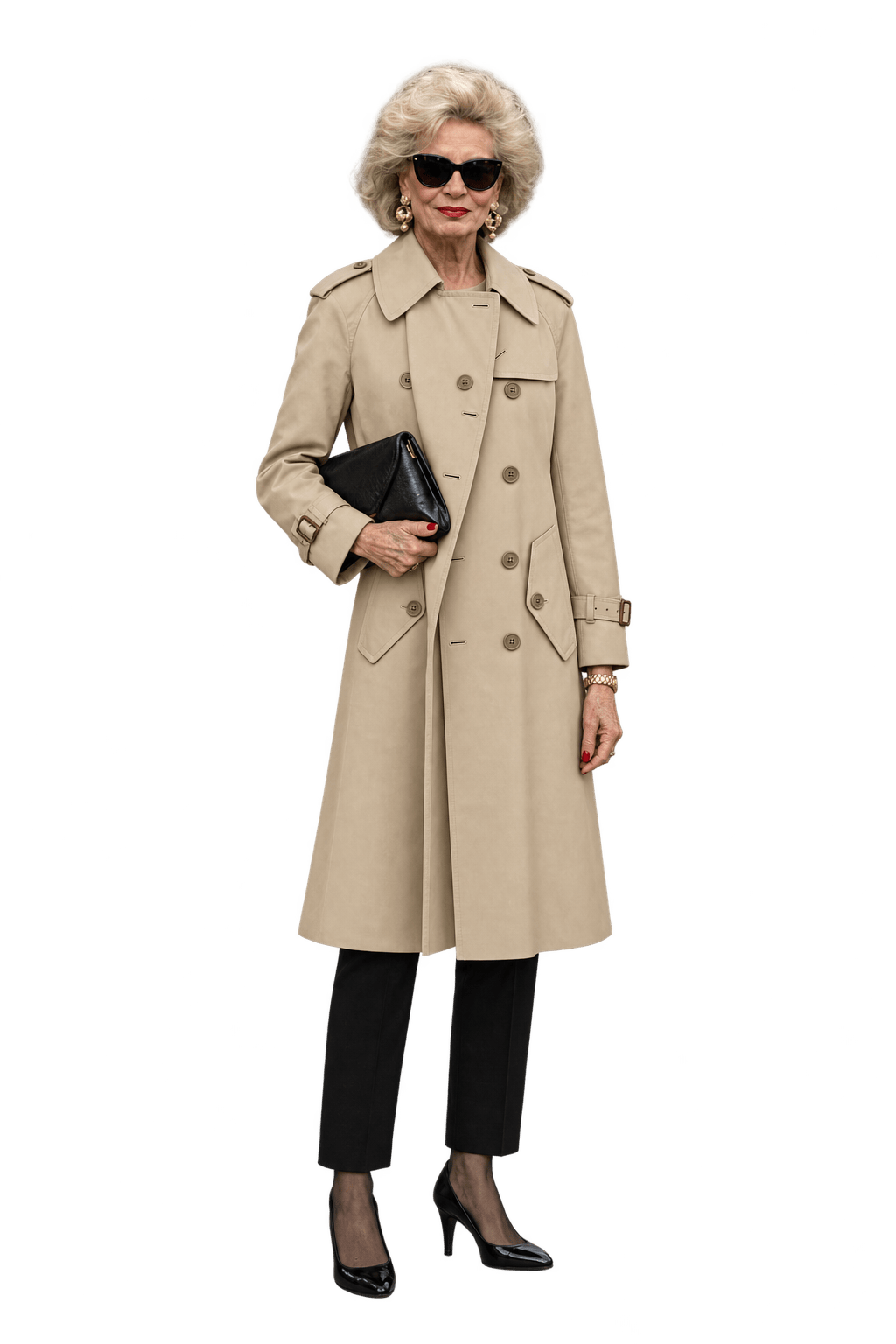 1980s Beige Cotton Blend Trench Coat - Model