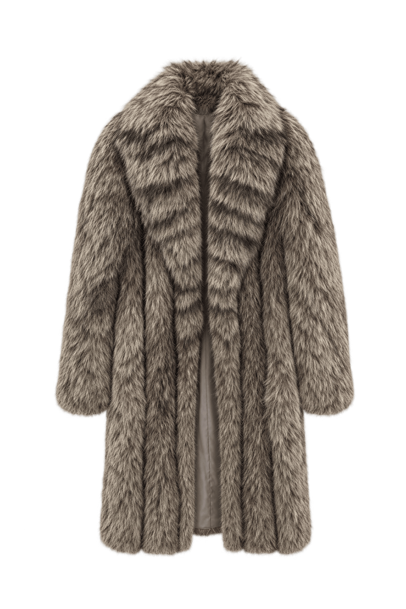1980s Gray-Brown Fur Coat - Front View