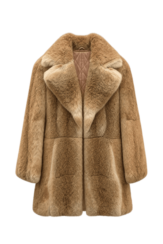 1980s Warm Tawny Brown Fur Coat - Front View