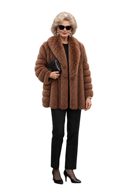 1980s Reddish Chestnut Brown Fur Coat - Model