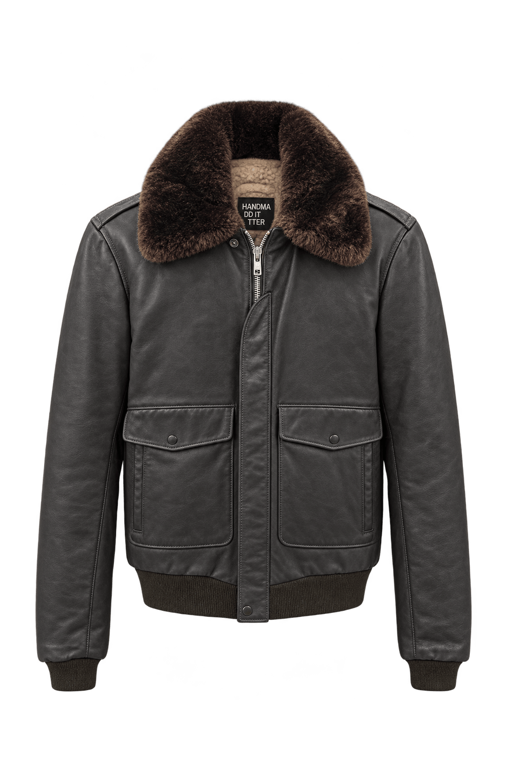 1980s Dark Chocolate Brown Leather Jacket - Front View