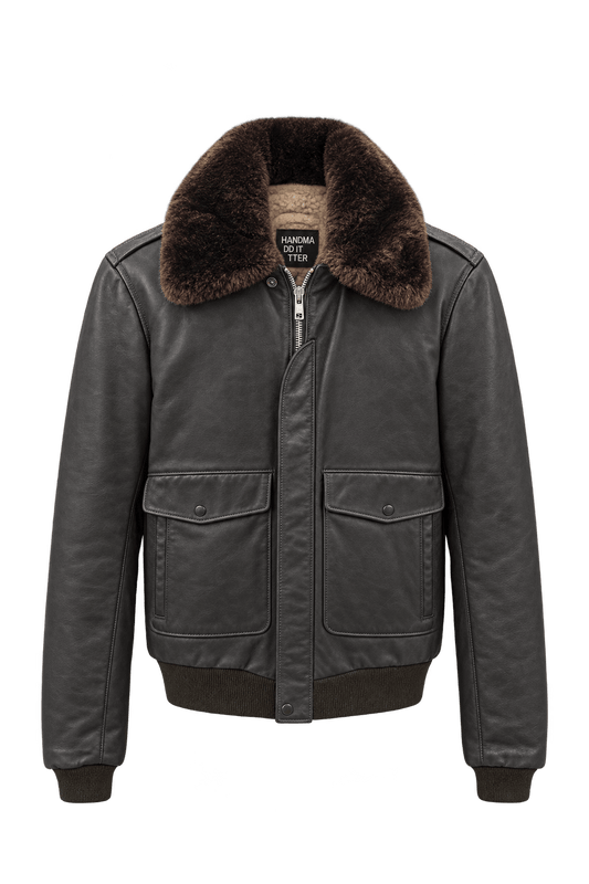 1980s Dark Chocolate Brown Leather Jacket - Front View