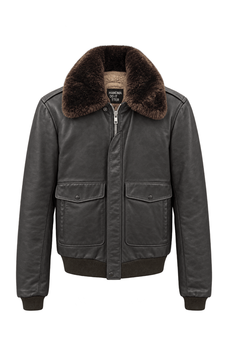 1980s Dark Chocolate Brown Leather Jacket - Front View