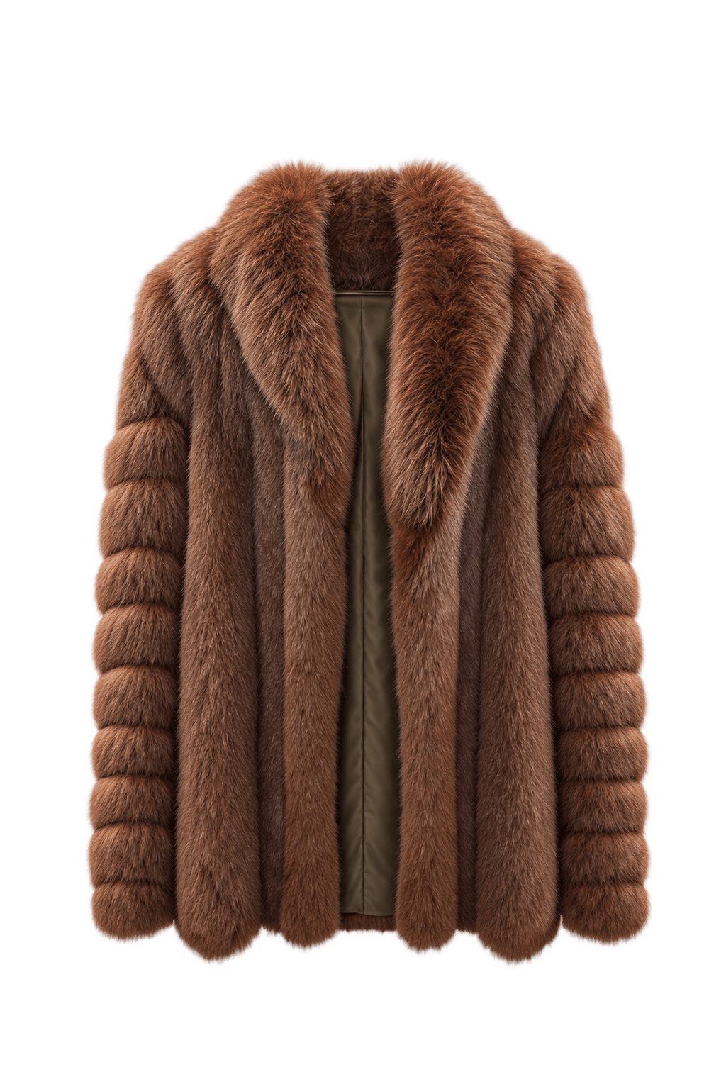 1980s Reddish Chestnut Brown Fur Coat - Front View