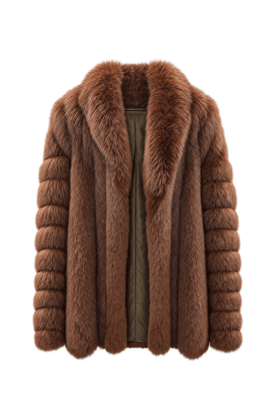 1980s Reddish Chestnut Brown Fur Coat - Front View