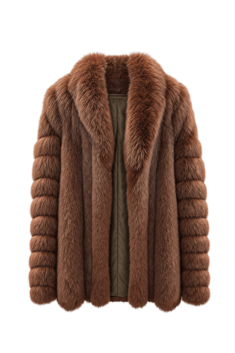 1980s Reddish Chestnut Brown Fur Coat - Front View