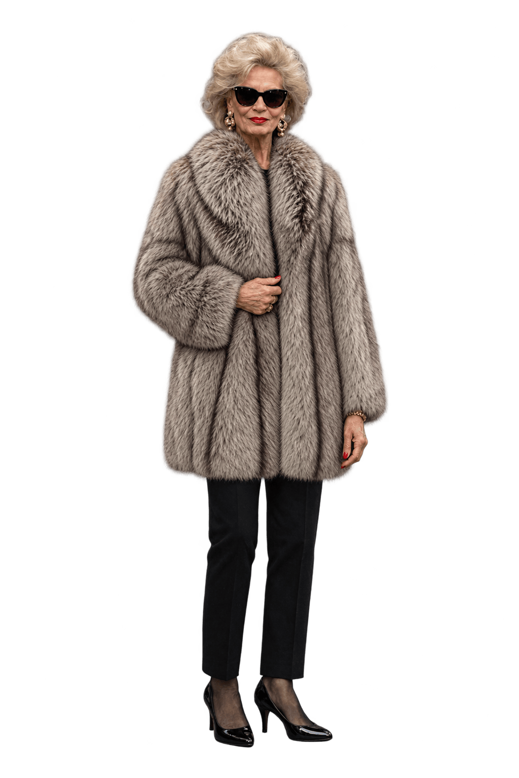 1980s Silver Gray Fur Coat - Model