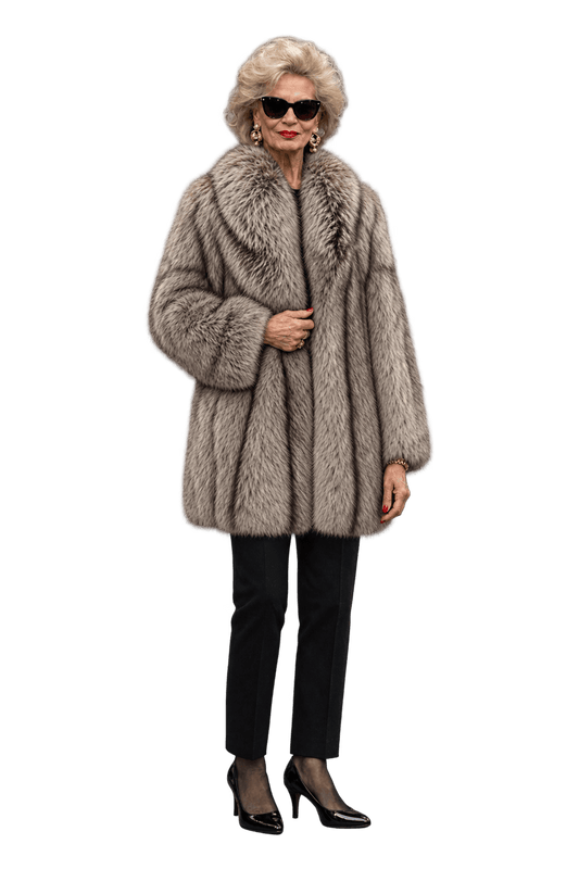 1980s Silver Gray Fur Coat - Model