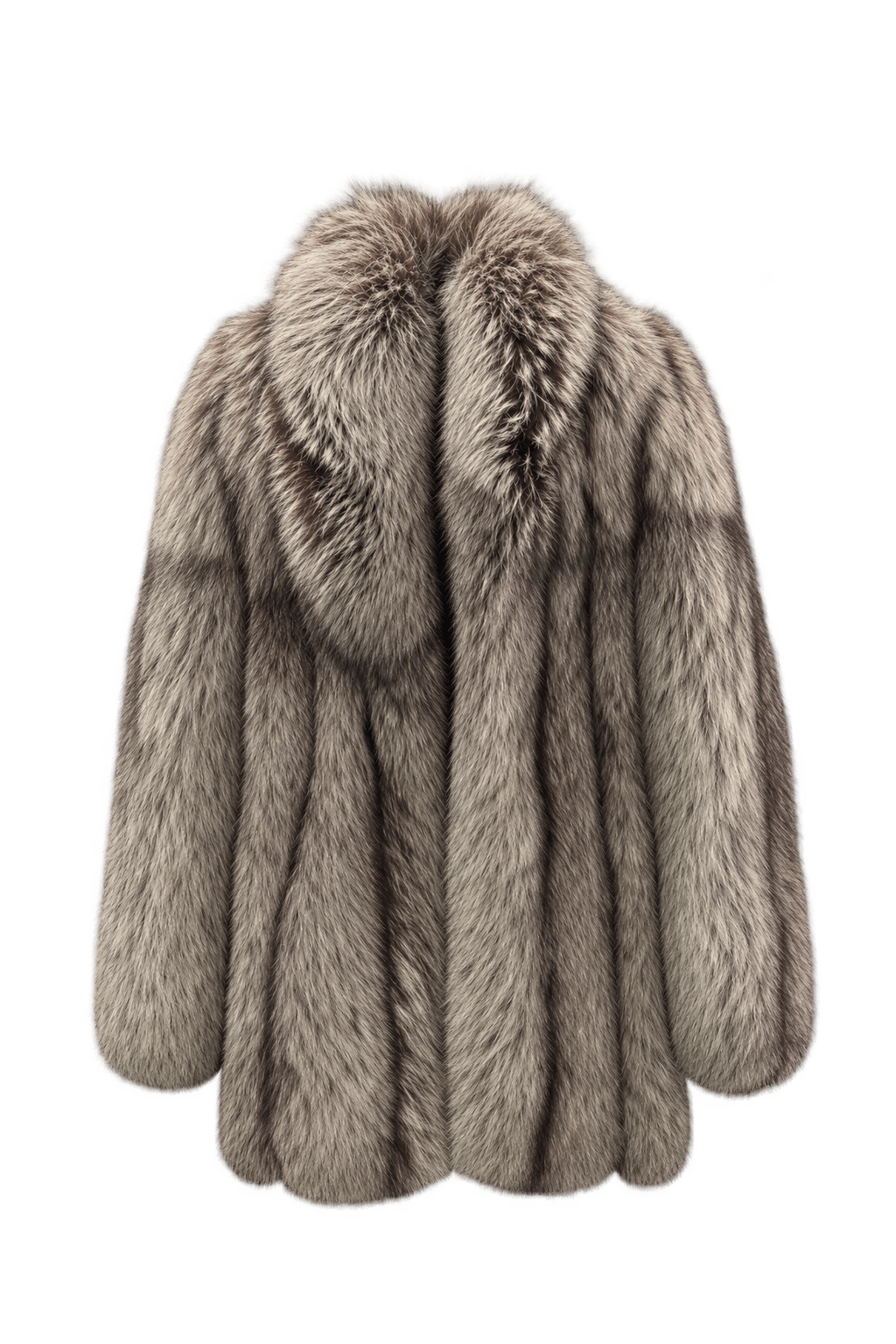 1980s Silver Gray Fur Coat - Front View