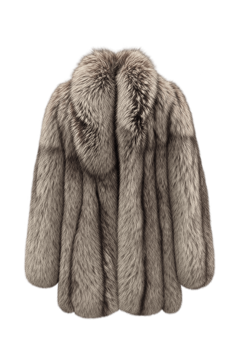 1980s Silver Gray Fur Coat - Front View
