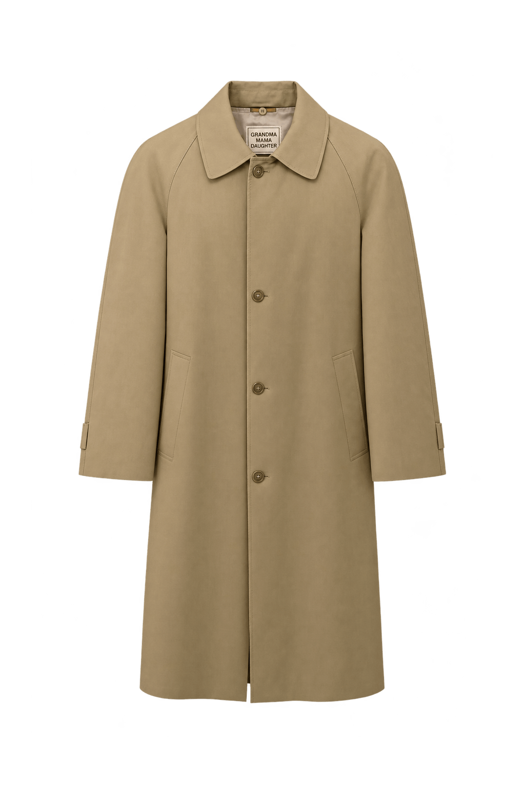 80s Camel Tan Woven Fabric Coat - Front View