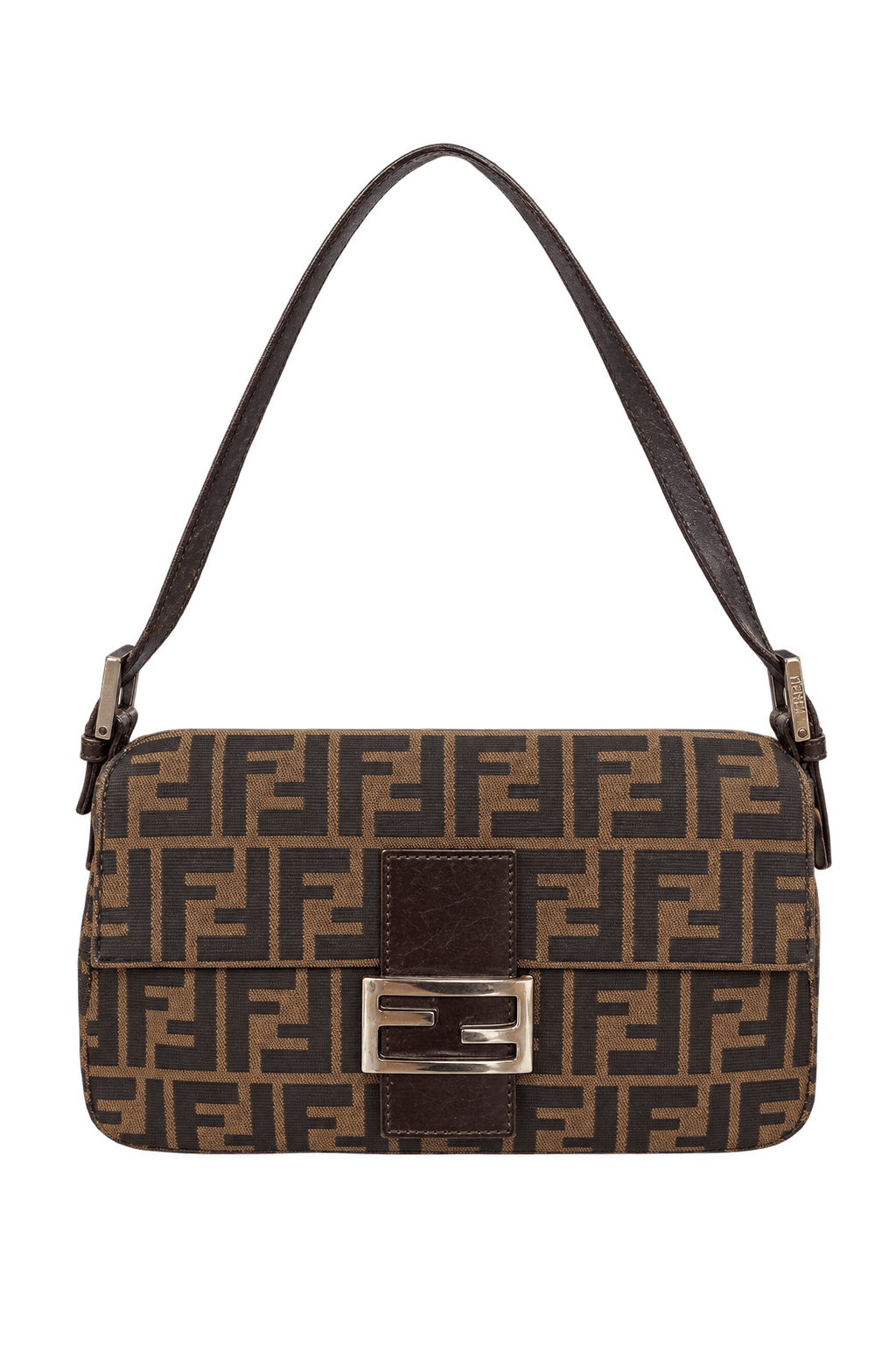 1990s Tan Brown Woven Canvas Shoulder Bag - Front View