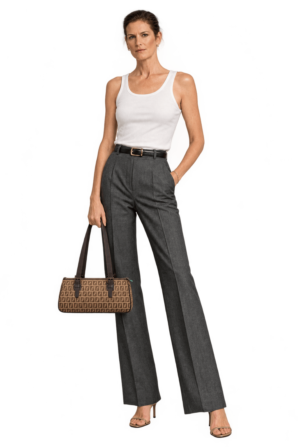 1990s Tan Woven Fabric Shoulder Bag - Model